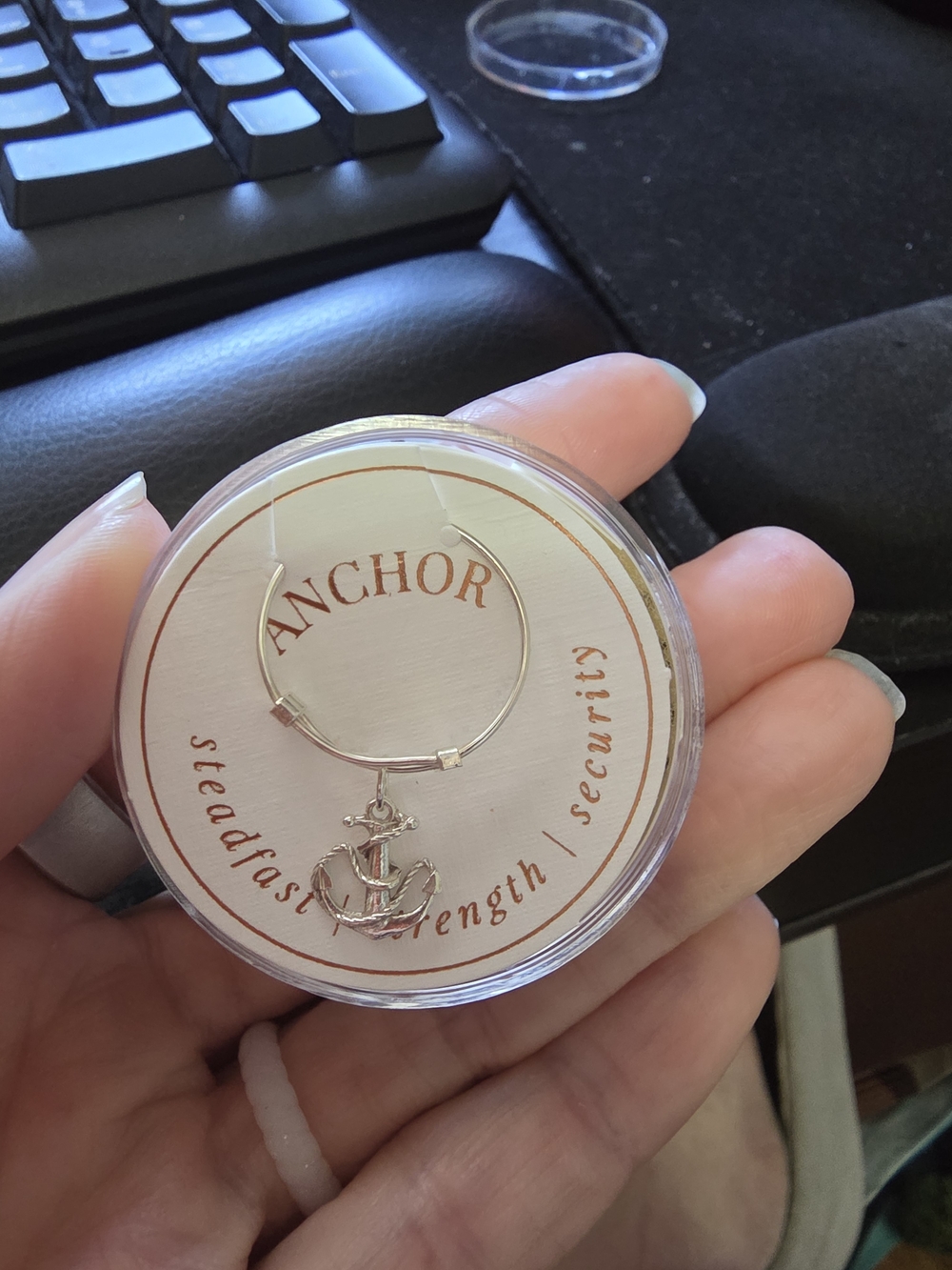 Silver Anchor Charm Ring